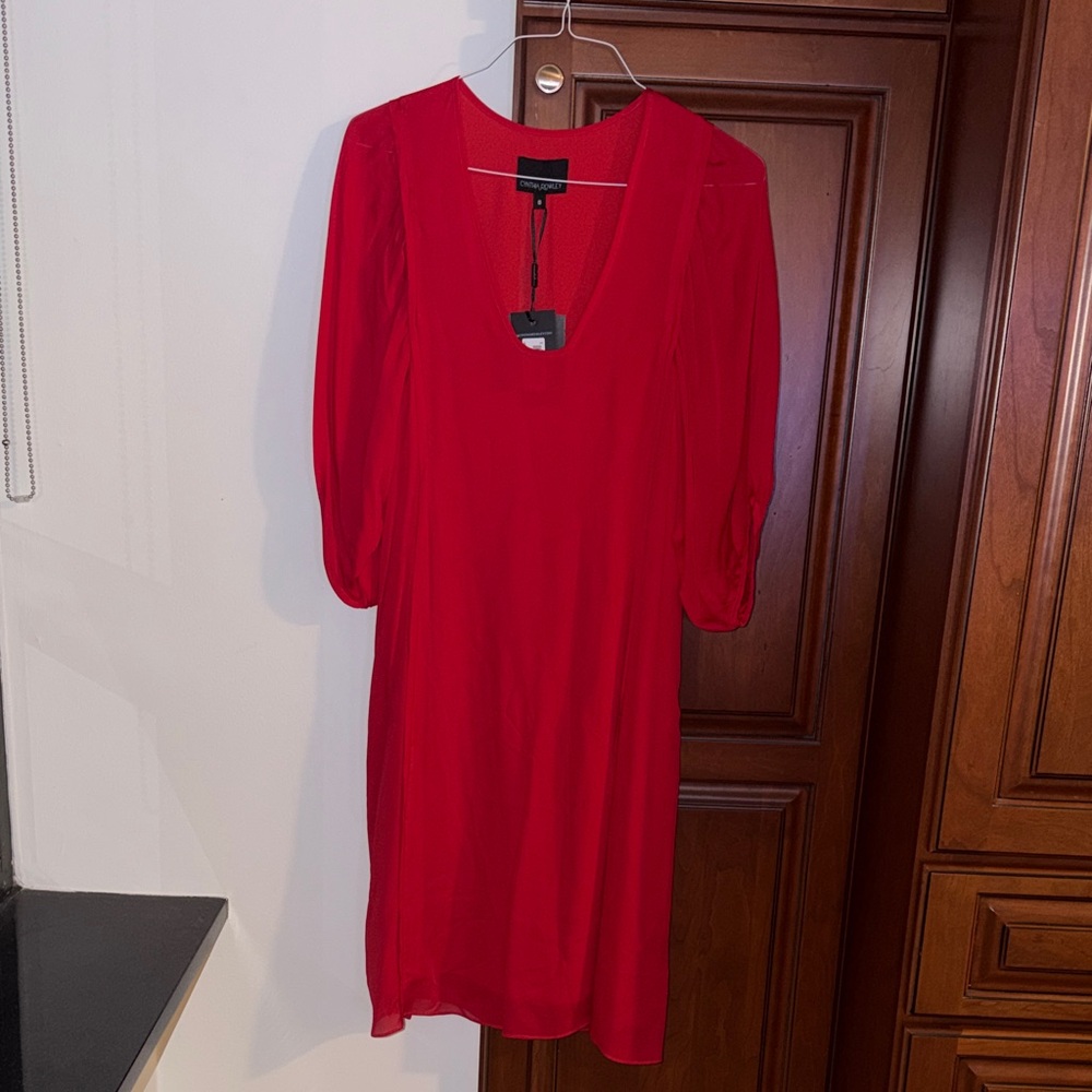 Cynthia Rowley Vibrant Red Long Sleeve Dress